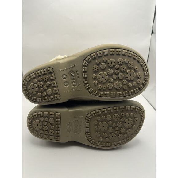 Crocs Womens Boots Mid Calf Tan Beige Faux Suede Size 8 - Picture 7 of 7